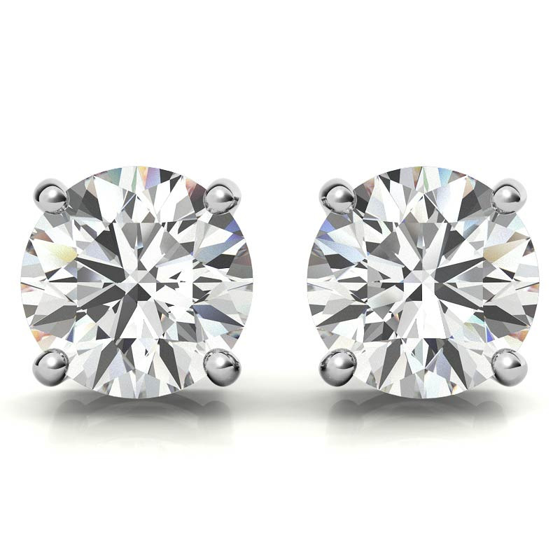14K White Gold 1.5ctw Diamond Stud Earrings in Four Prong Basket Settings