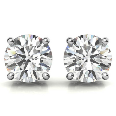 14K White Gold 1.25ctw Diamond Stud Earrings in Four Prong Basket Settings