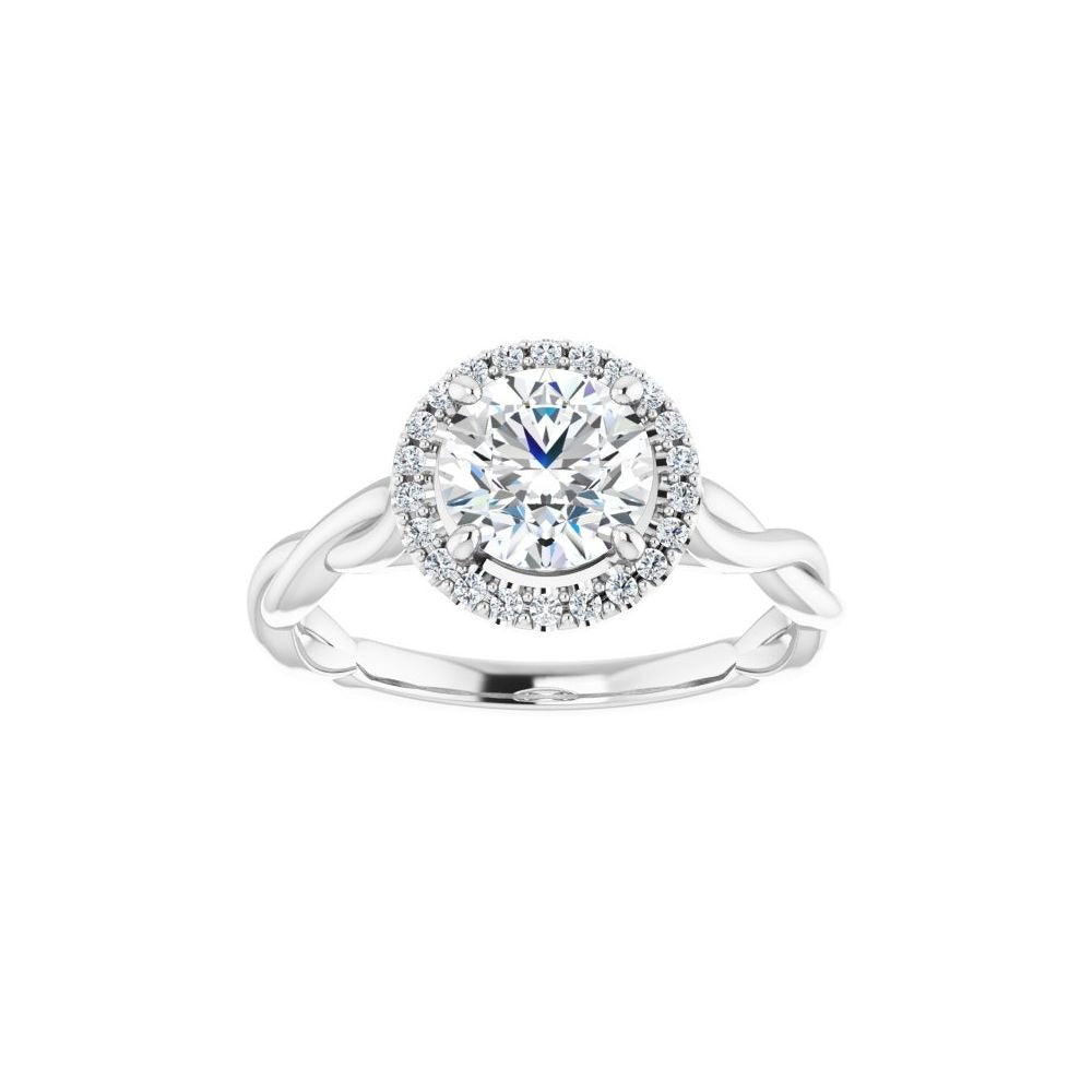 Ever & Ever 14K White Gold .13ctw Oval Halo Style Diamond Semi-Mount Engagement Ring