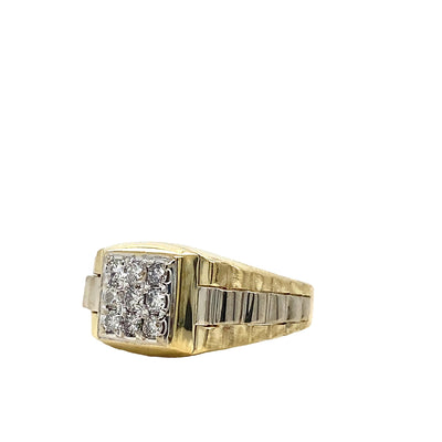 Estate 14K White & Yellow Gold .54ctw Cluster Men's Diamond Ring