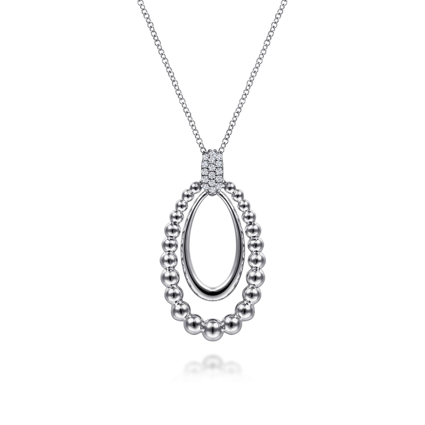 Gabriel Sterling Silver 0.09ctw Drop Style Sapphire Necklace