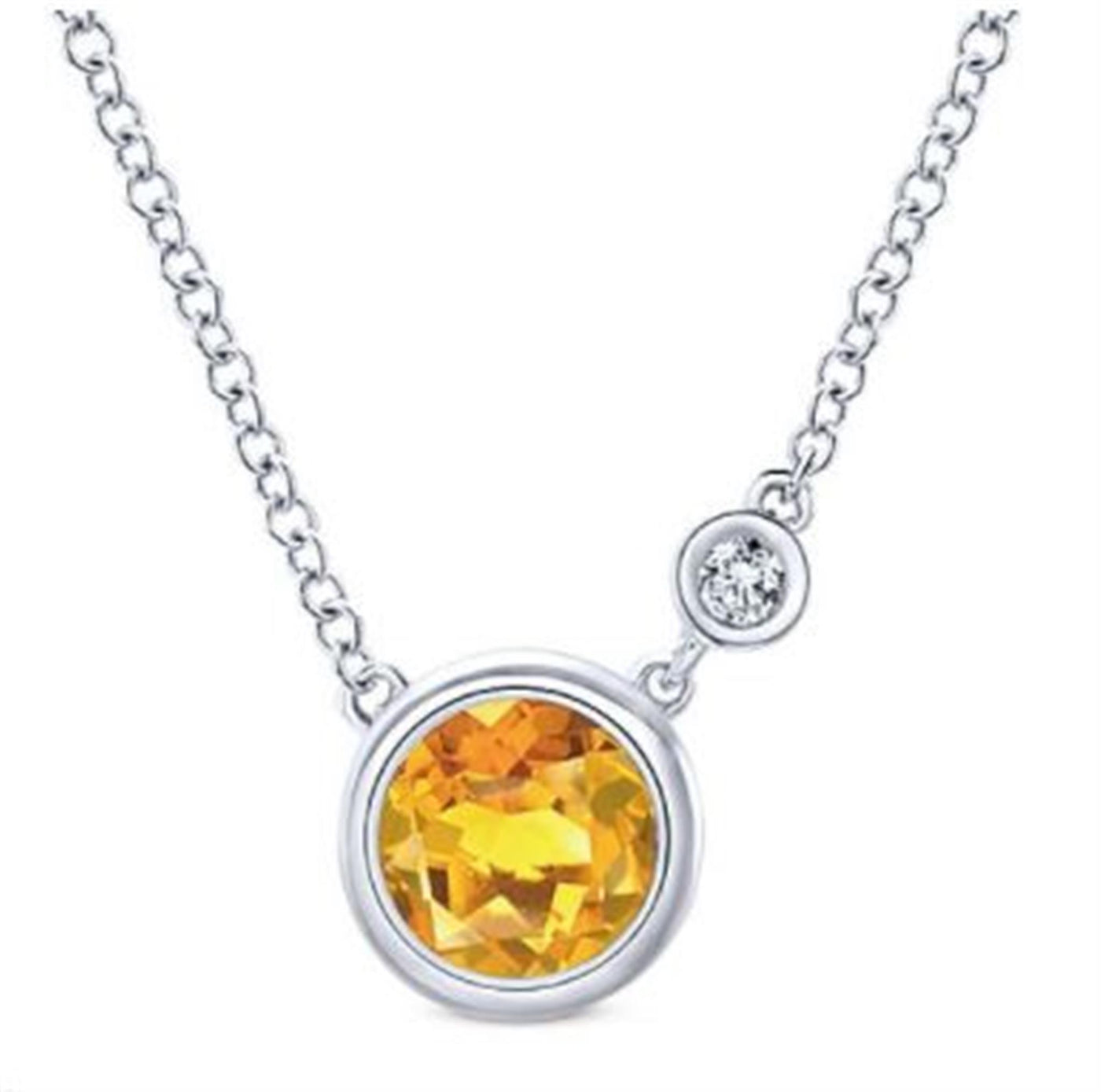 Gabriel Sterling Silver .88ctw Circle Style Citrine Necklace