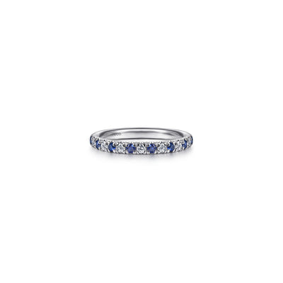 Gabriel 14K White Gold 0.50ctw Band Style Sapphires and Diamonds Ring