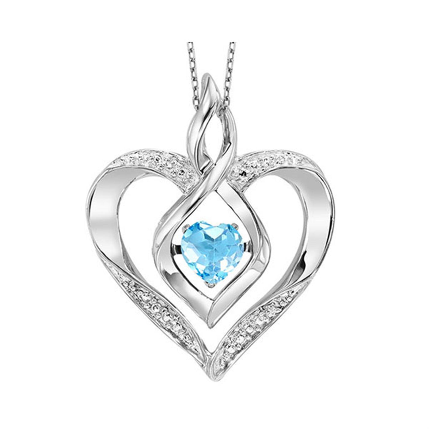 Sterling Silver .29ctw Rhythm of Love Style Pendant Featuring Created December Birthstone and Diamond