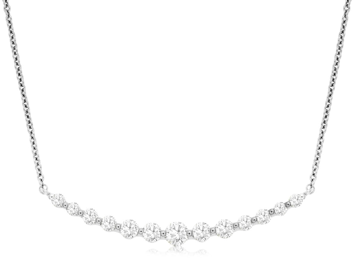 Royal 14K White Gold 0.31ctw Curved Bar Style Necklace