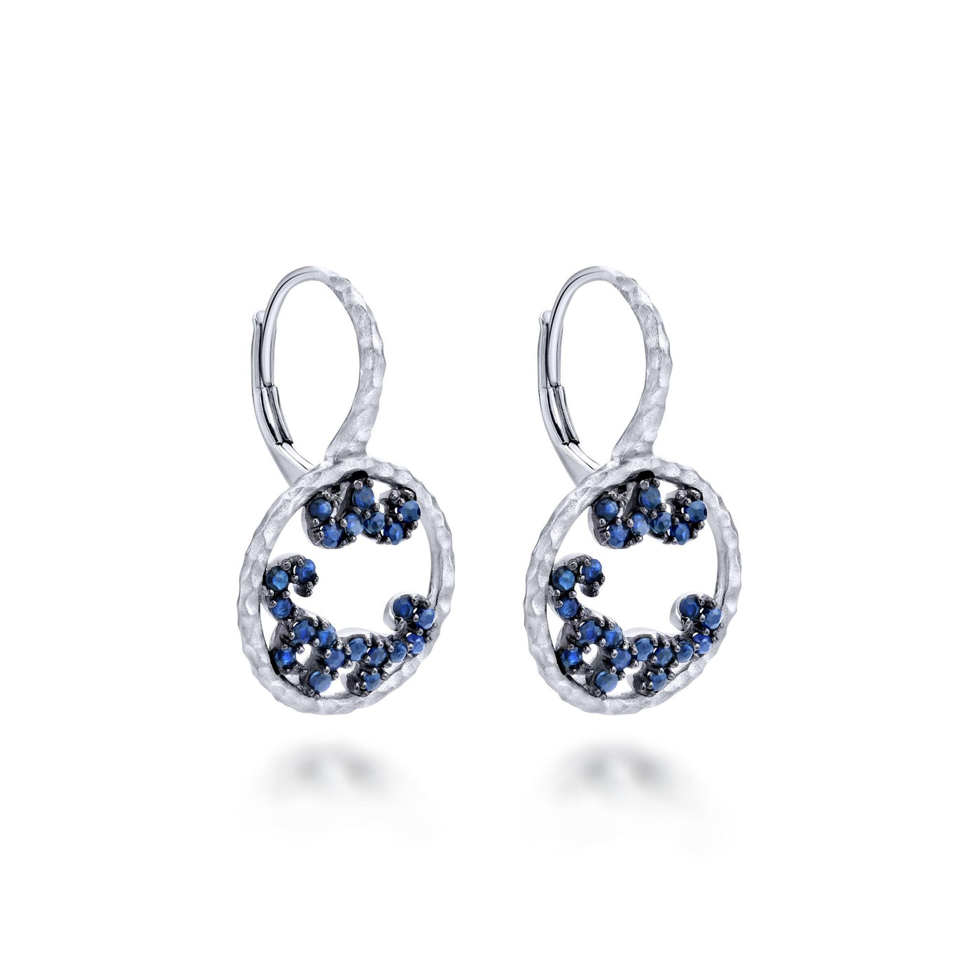 Gabriel Sterling Silver .51ctw Drop Style Round Sapphires Earrings
