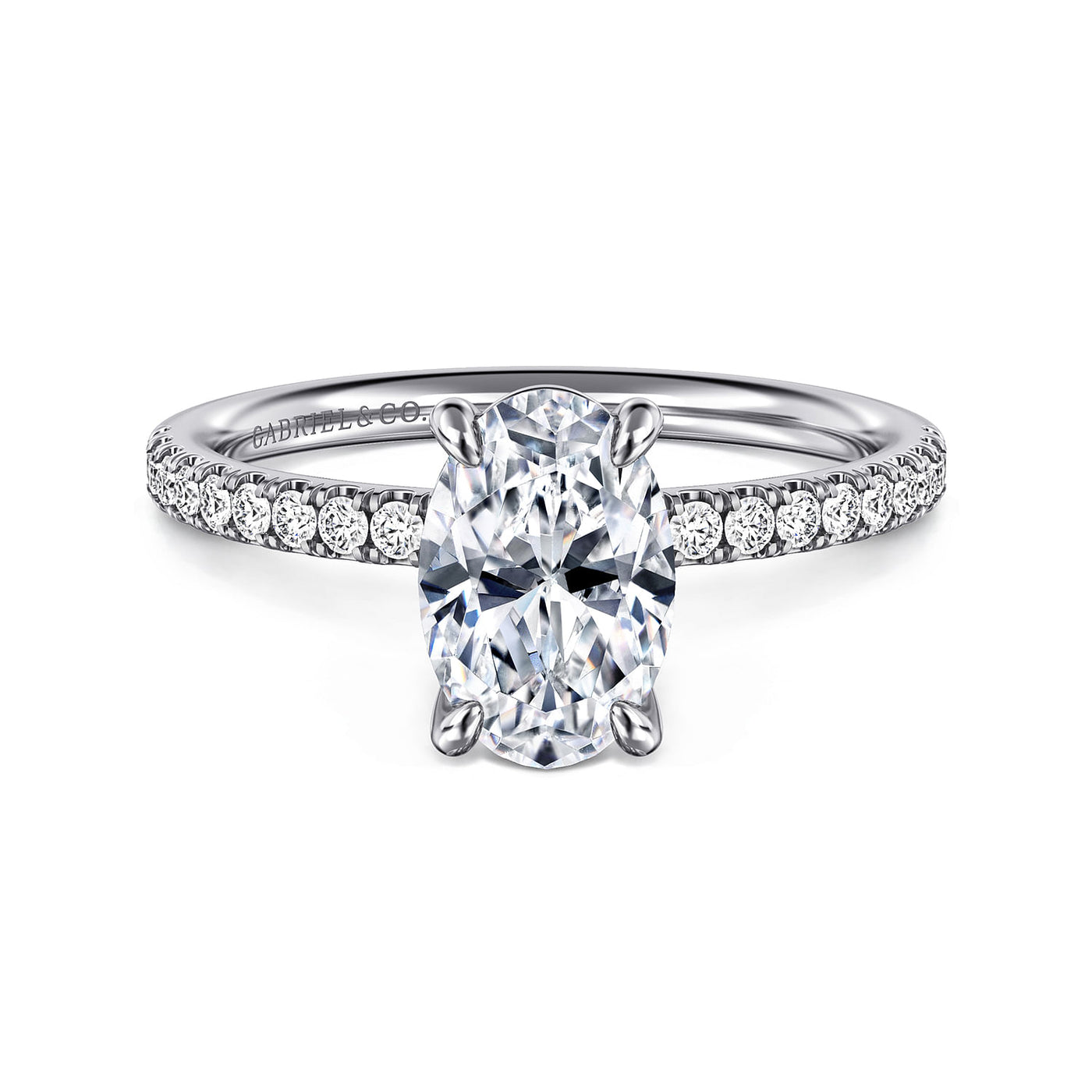 Gabriel 14K White Gold 0.196ctw 4 Prong Style Diamond Semi-Mount Engagement Ring