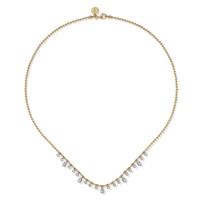 Gabriel 14K White & Yellow Gold 0.49ctw Droplet Style Necklace