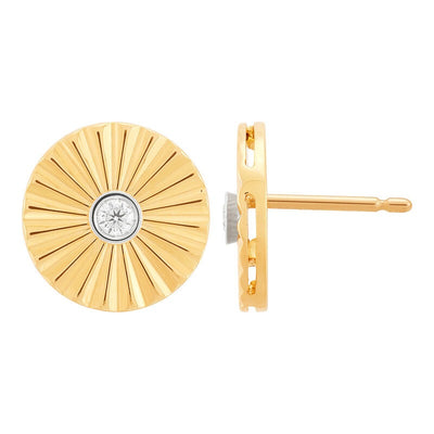 Armadani 14K Yellow Gold .10ctw Starburst Button Style Diamond Earrings