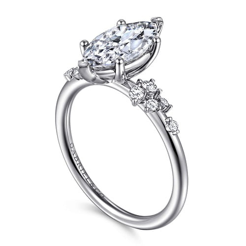 Gabriel 14K White Gold 0.18ctw 6 Prong Style Diamond Semi-Mount Engagement Ring