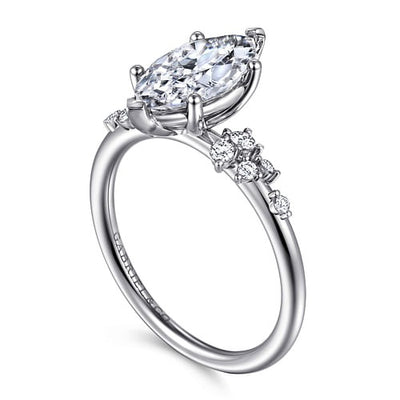 Gabriel 14K White Gold 0.18ctw 6 Prong Style Diamond Semi-Mount Engagement Ring