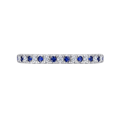 Gabriel 14K White Gold .39ctw Band Style Sapphires and Diamonds Ring