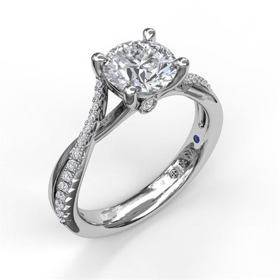 Fana 14K White Gold .17ctw 4 Prong Style Diamond Semi-Mount Engagement Ring