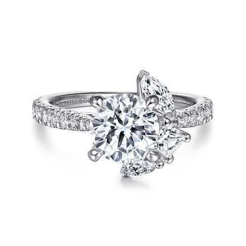 Gabriel 14K White Gold 0.85ctw 4 Prong Style Diamond Semi-Mount Engagement Ring