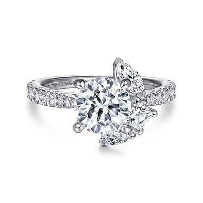 Gabriel 14K White Gold 0.85ctw 4 Prong Style Diamond Semi-Mount Engagement Ring