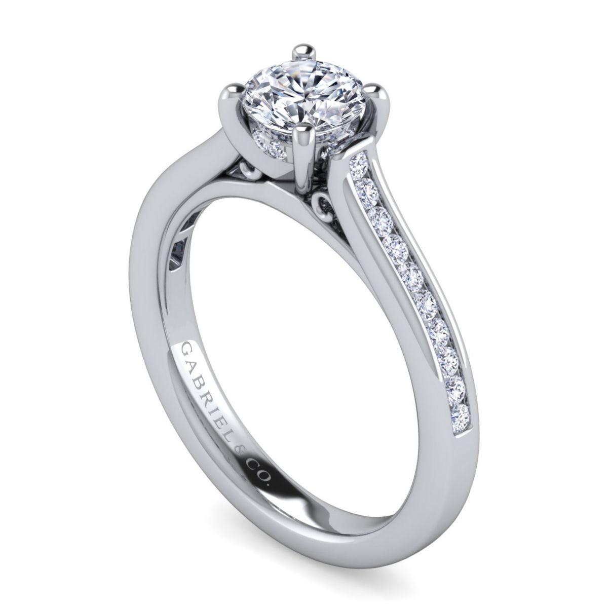 Gabriel 14K White Gold .25ctw 4 Prong Style Diamond Semi-Mount Engagement Ring