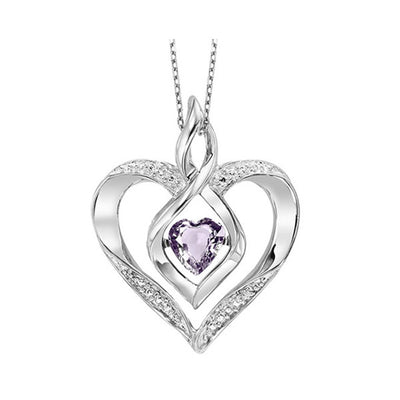 Sterling Silver .29ctw Rhythm of Love Style Pendant Featuring Created Alexandrite and Diamond