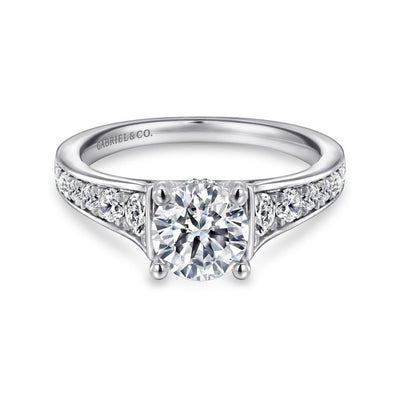 Gabriel 14K White Gold .57ctw 4 Prong Style Diamond Semi-Mount Engagement Ring