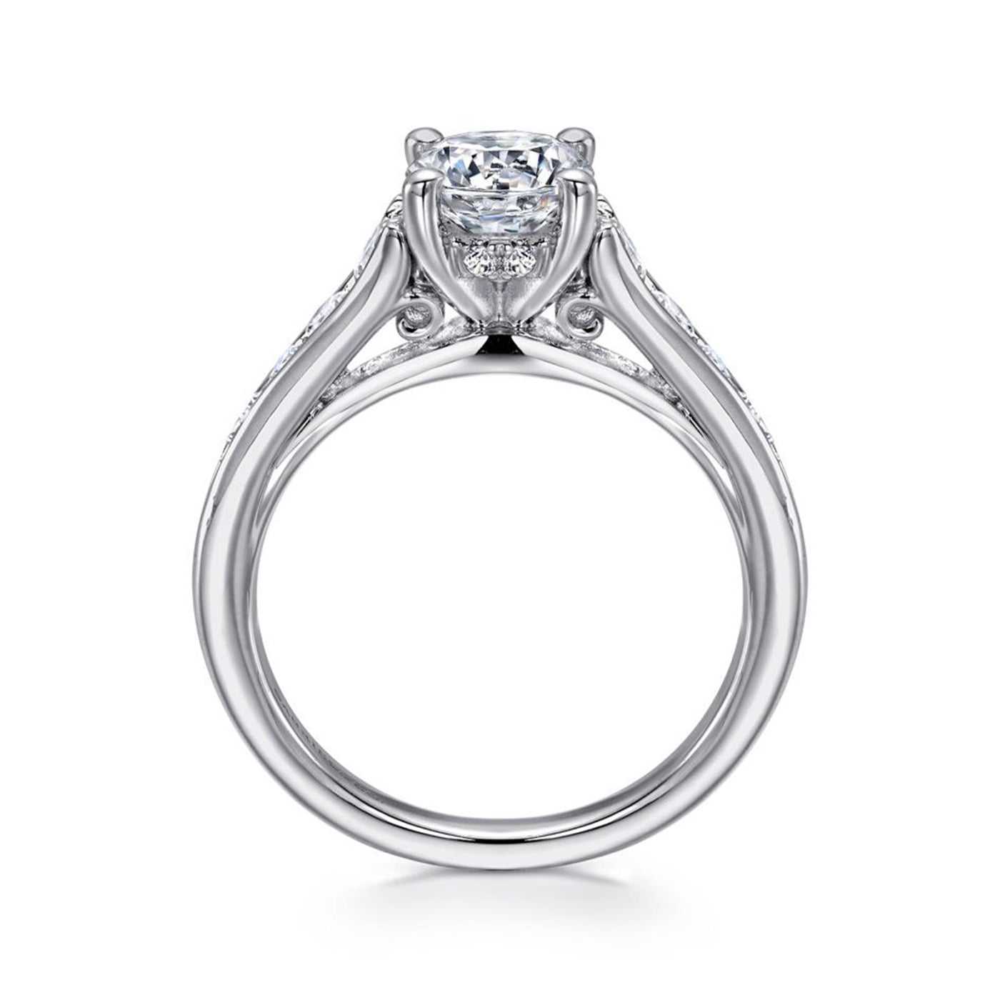 Gabriel 14K White Gold .55ctw 4 Prong Style Diamond Semi-Mount Engagement Ring