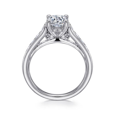 Gabriel 14K White Gold .55ctw 4 Prong Style Diamond Semi-Mount Engagement Ring