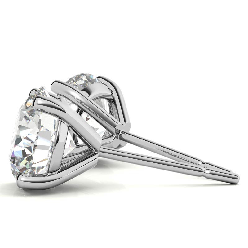 18K White Gold 0.74ctw Diamond Stud Earrings in Three Prong Martini Settings