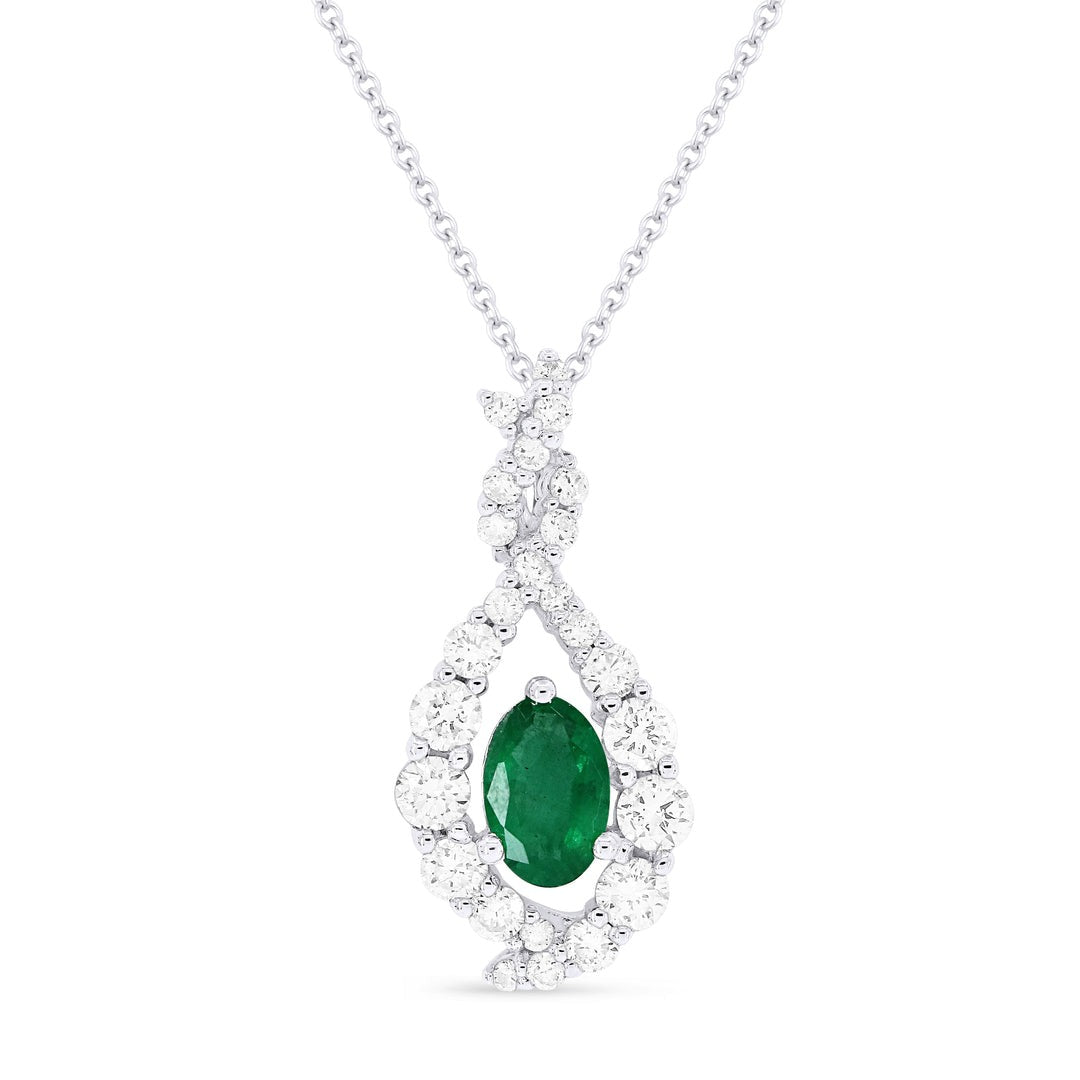 Madison L 14K White Gold 0.87ctw Drop Style Emerald Necklace