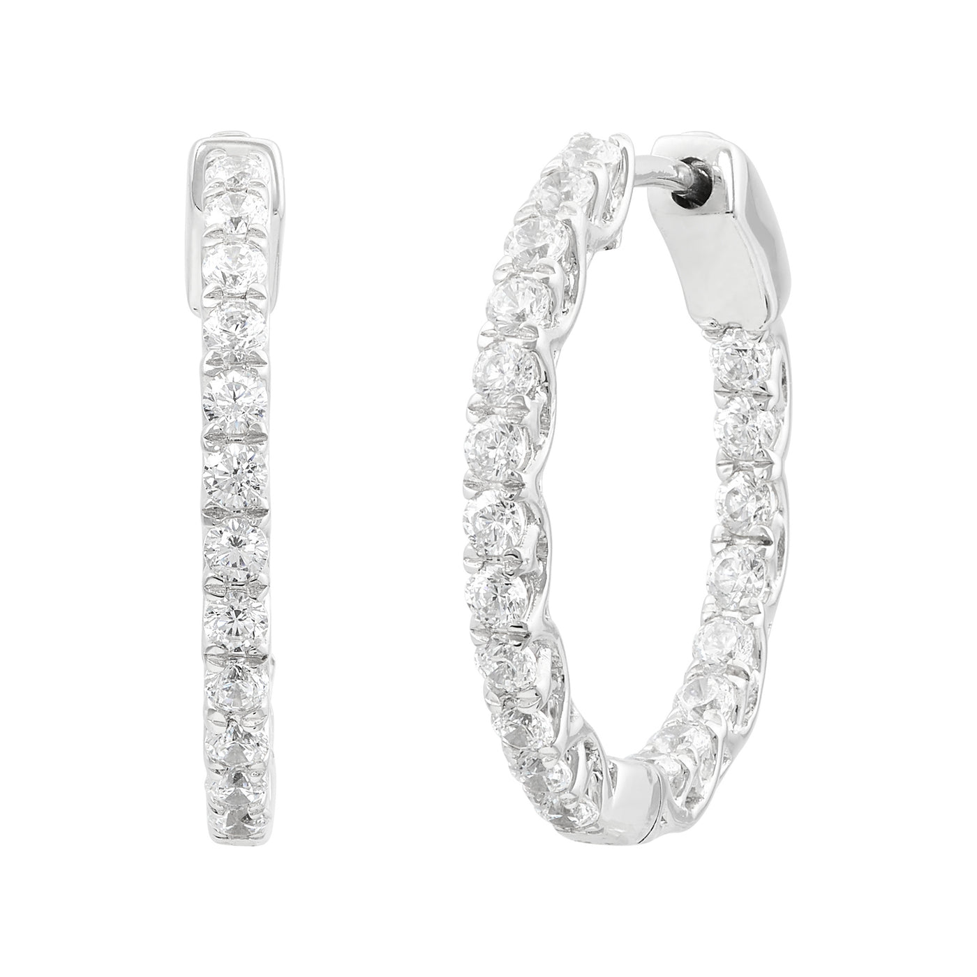 Armadani 14K White Gold 1.00ctw Round Hoop Style Lab Grown Diamond Earrings