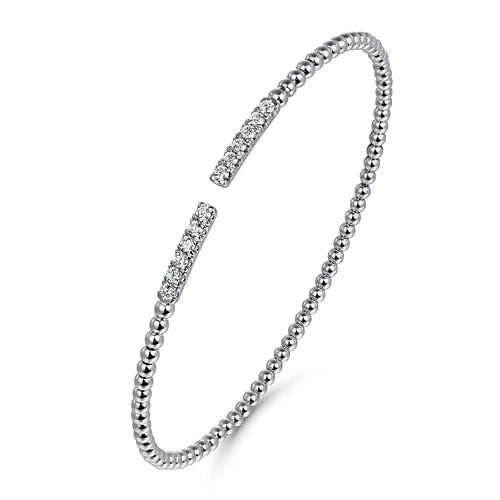 Gabriel 14K White Gold 0.30ctw 6.25" Bangle Style Diamond Bracelet