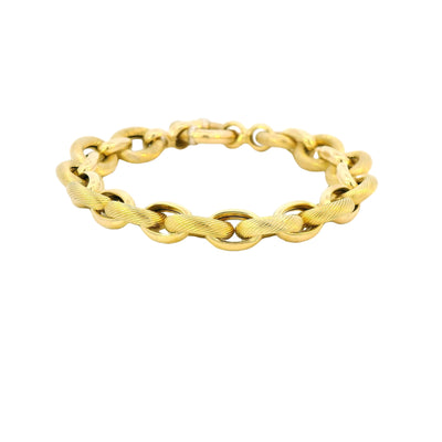 Estate 18K Yellow Gold 7.75" Semi-Solid Fancy Link Oval Link Fashion Bracelet