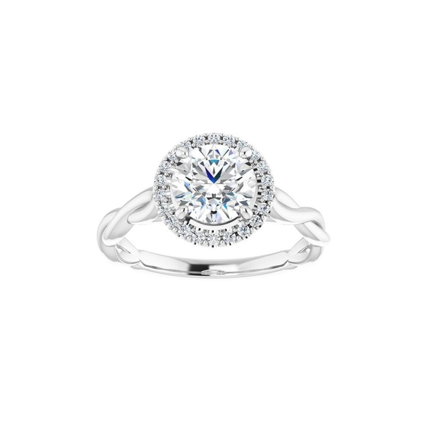 Ever & Ever 14K White Gold .13ctw Oval Halo Style Diamond Semi-Mount Engagement Ring
