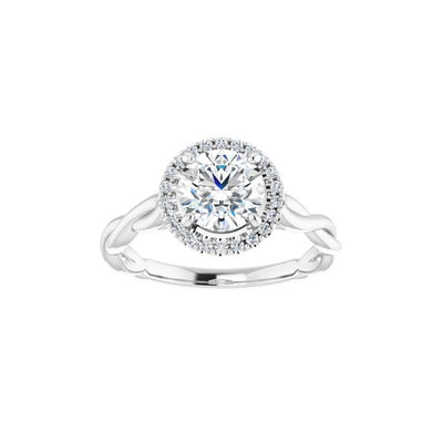 Ever & Ever 14K White Gold .13ctw Oval Halo Style Diamond Semi-Mount Engagement Ring