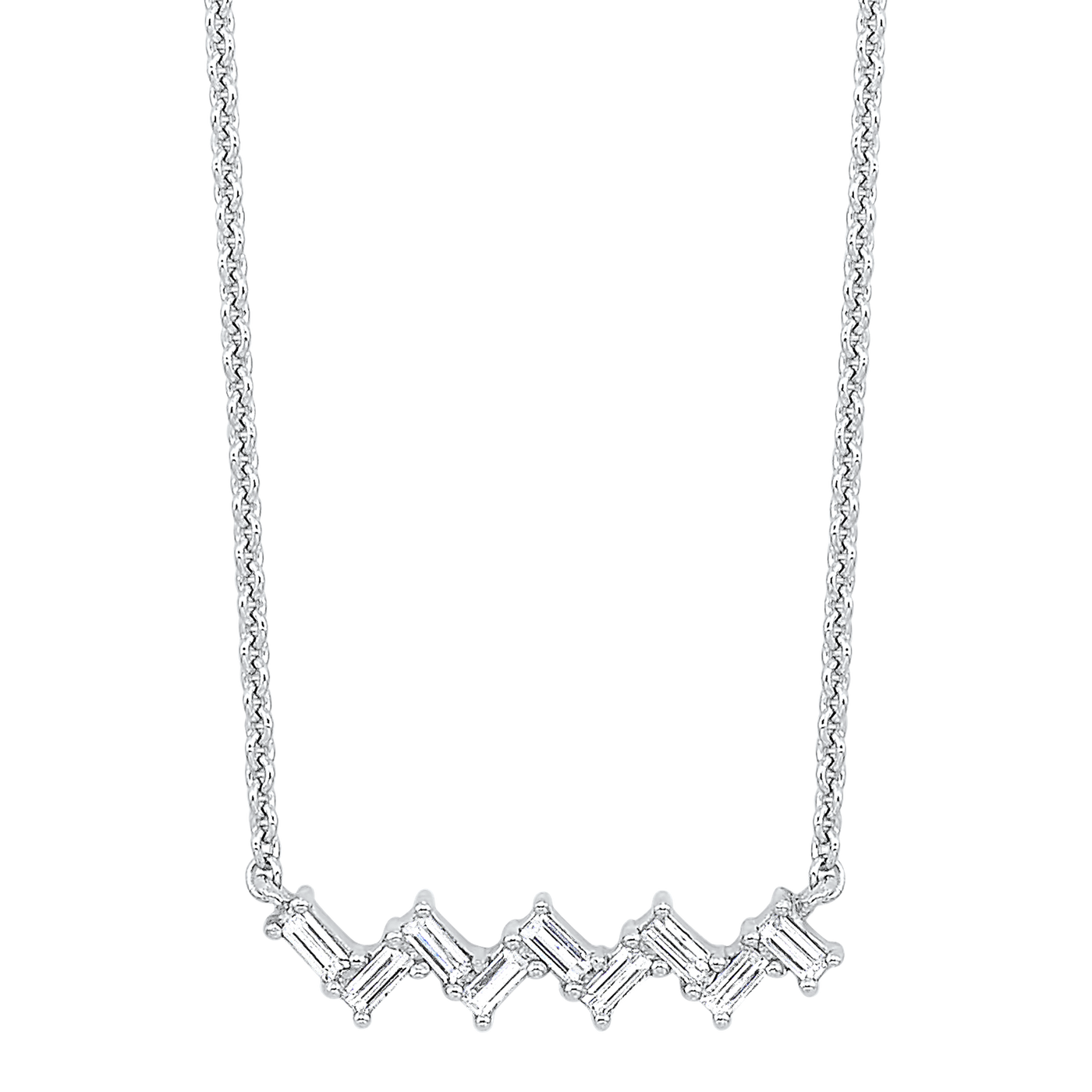 14K White Gold .20ctw Geometric Style Necklace