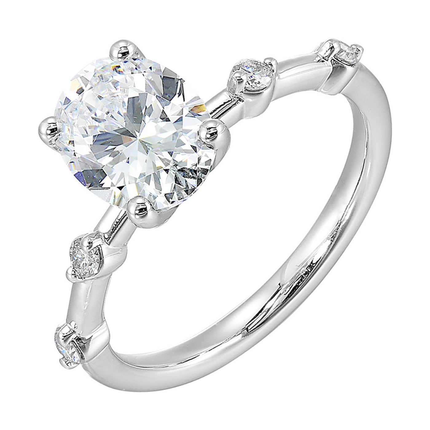 14K White Gold .13ctw 4 Prong Style Diamond Semi-Mount Engagement Ring