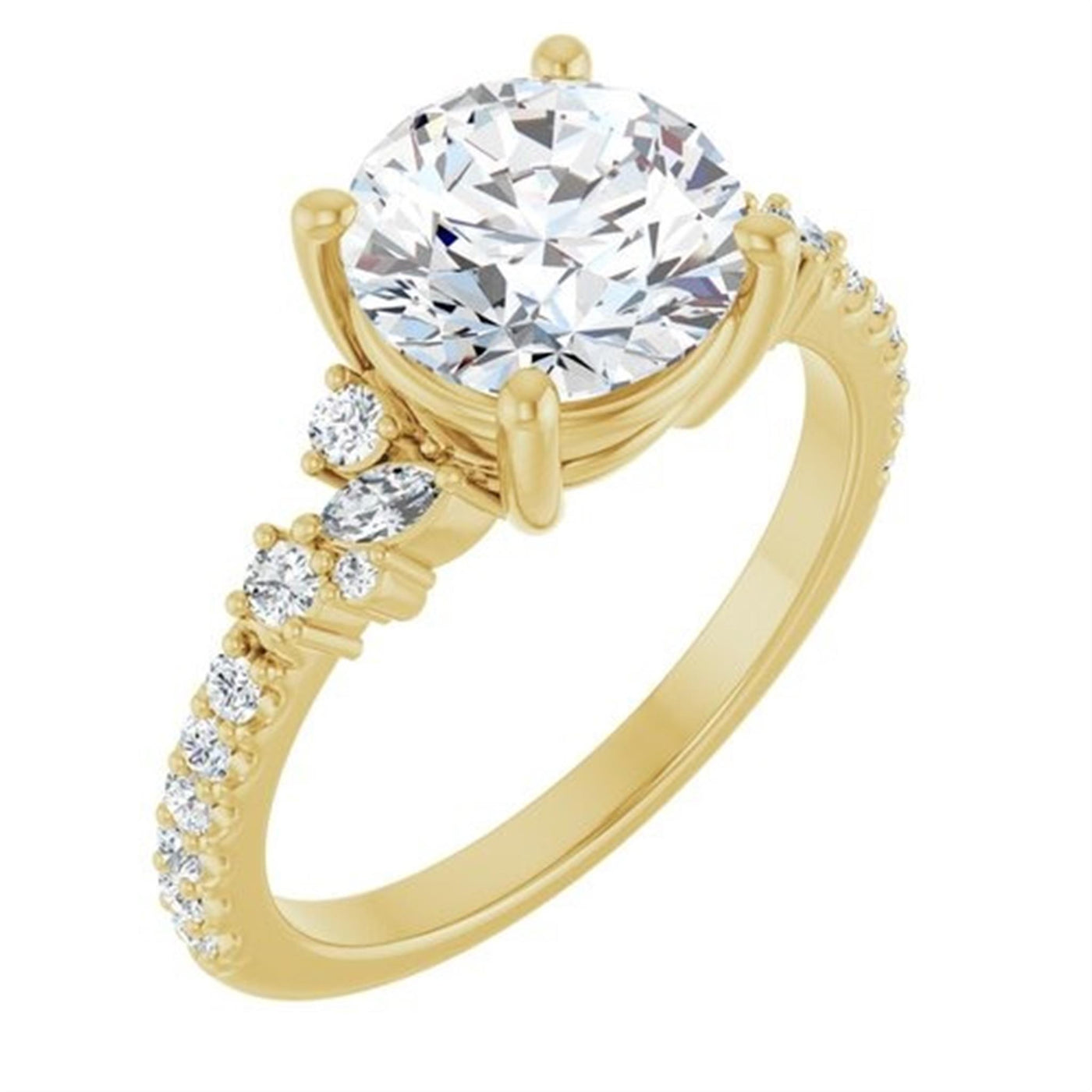 Ever & Ever 14K Yellow Gold 0.33ctw 4 Prong Style Diamond Semi-Mount Engagement Ring