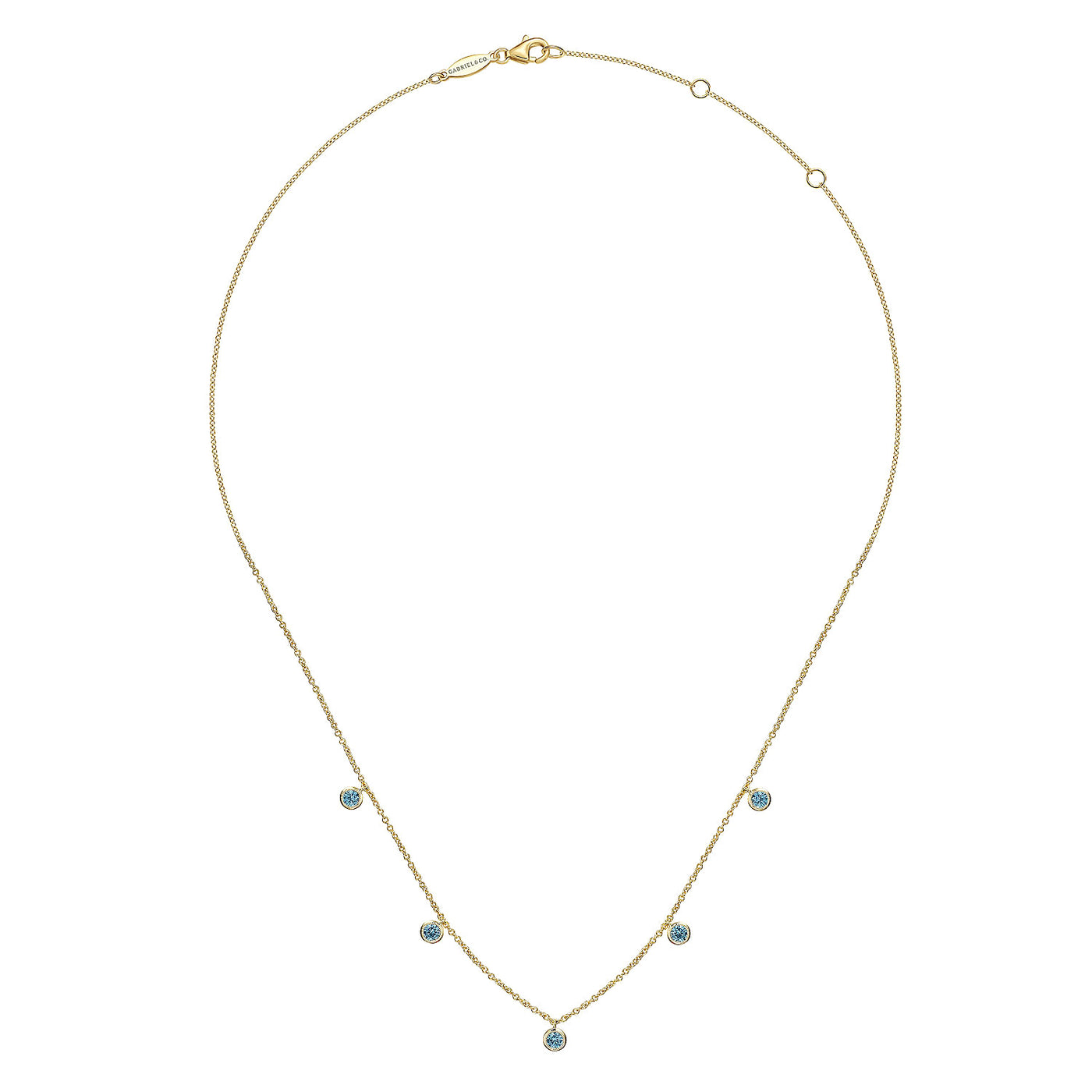 Gabriel 14K Yellow Gold 0.68ctw Station Style Blue Topazes Necklace