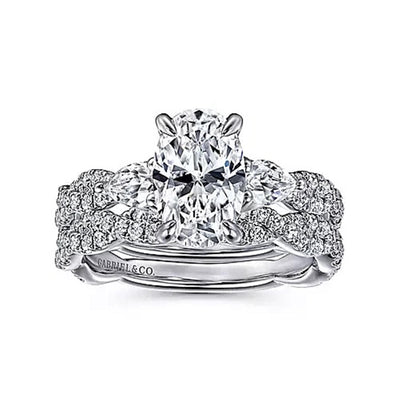 Gabriel - Classic Collection 14K White Gold .78ctw 4 Prong Style Diamond Semi-Mount Engagement Ring