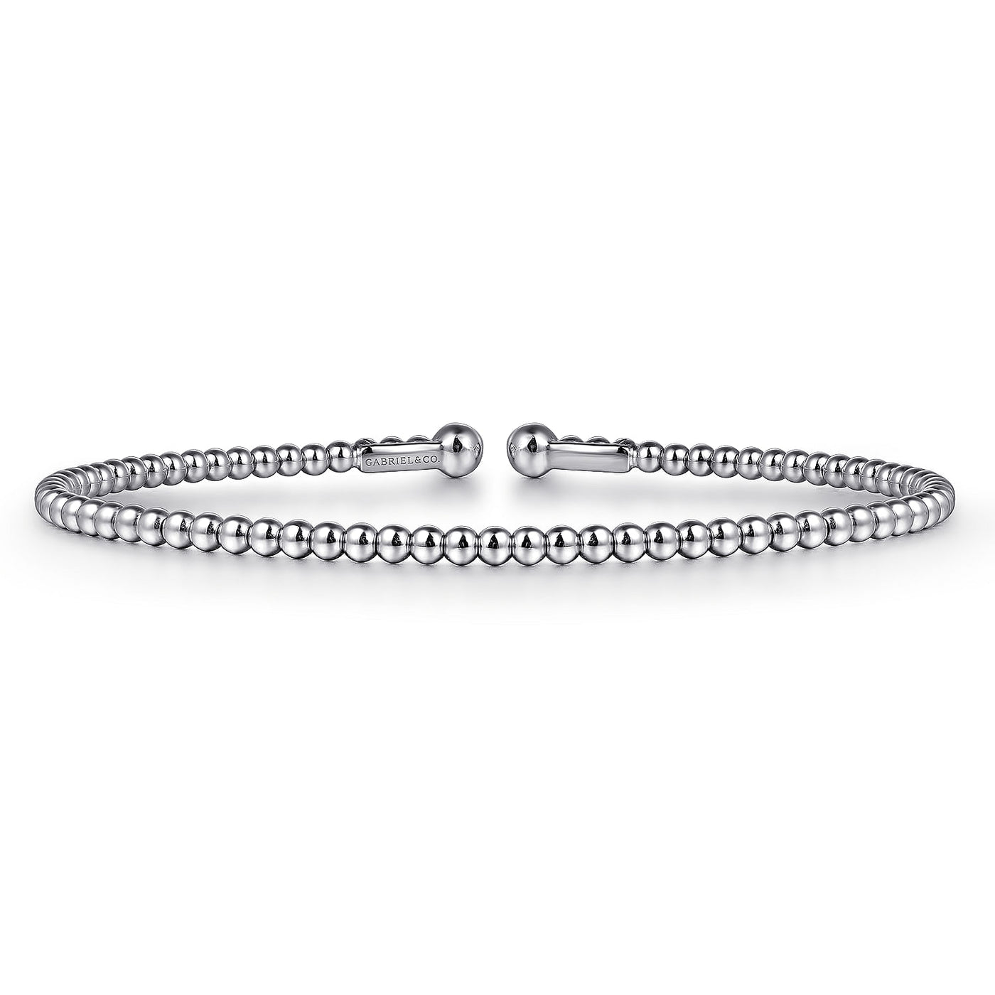 Gabriel 14K White Gold 6.25" Solid Bangle Bead Fashion Bracelet