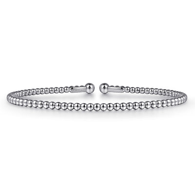 Gabriel 14K White Gold 6.25" Solid Bangle Bead Fashion Bracelet