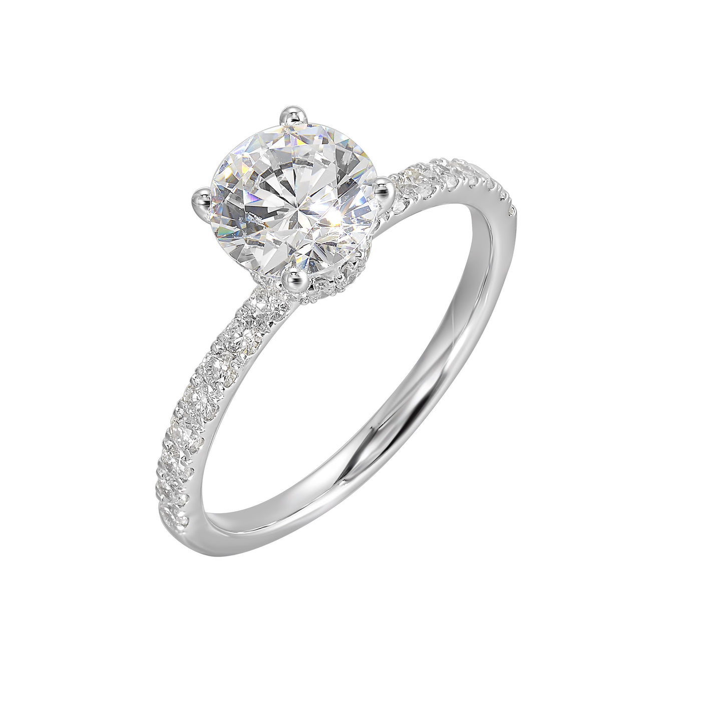 Thollot-Colorado Cut 14K White Gold 0.38ctw 4 Prong Style Diamond Semi-Mount Engagement Ring