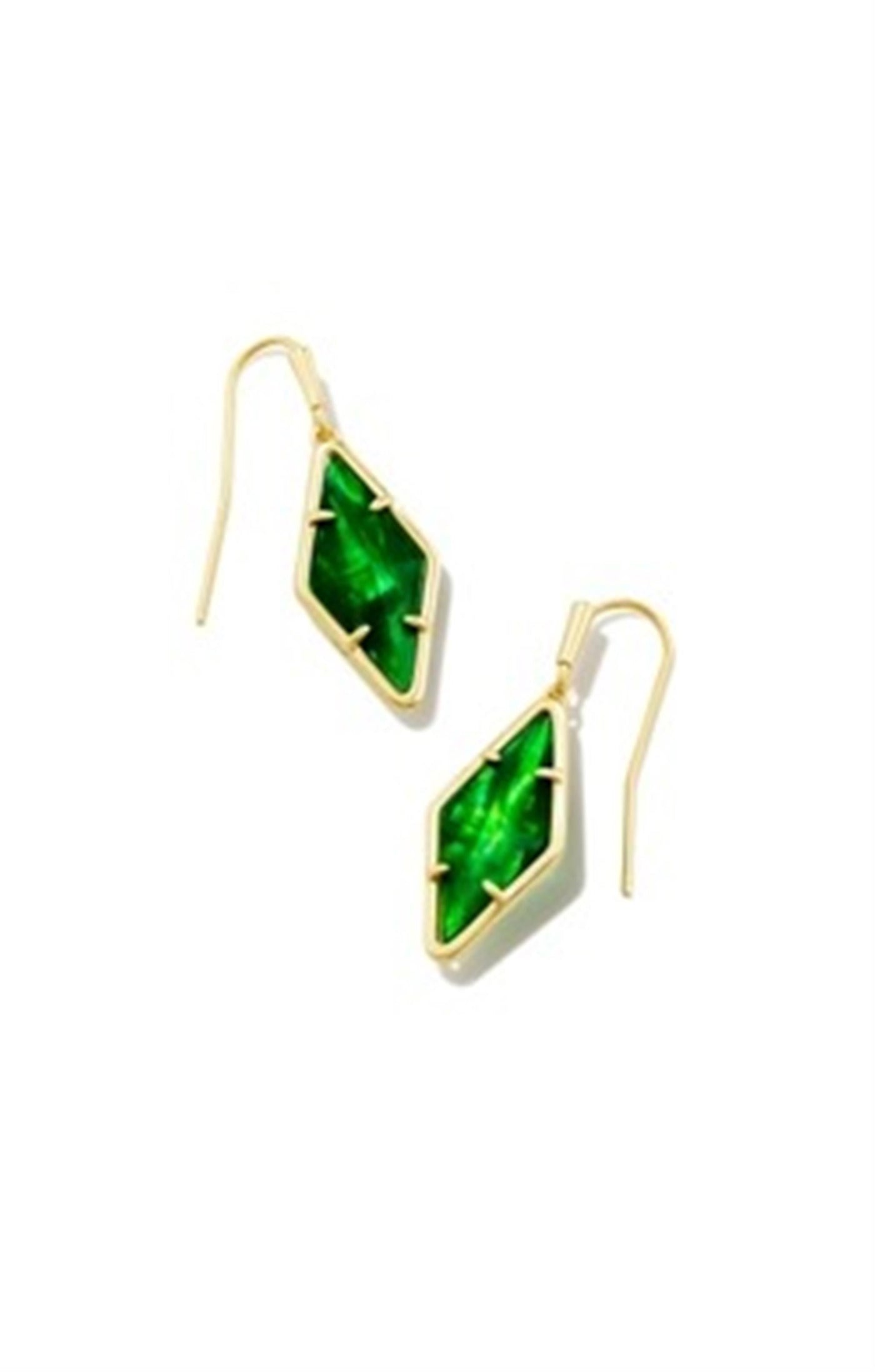 Gold Tone Earrings Featuring Green Illusion by Kendra Scott