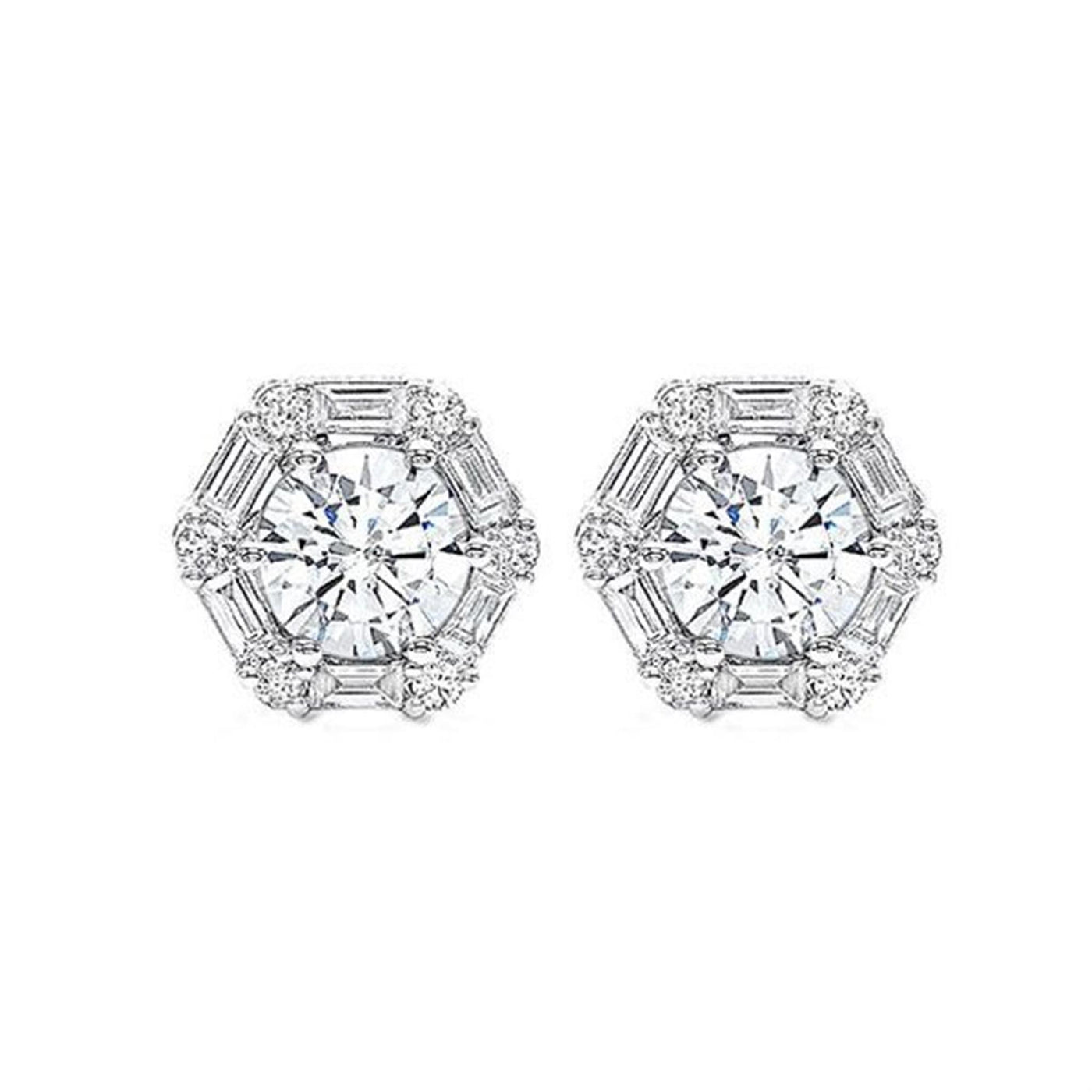 14K White Gold .33ctw Geometric Jacket Style Diamond Earrings