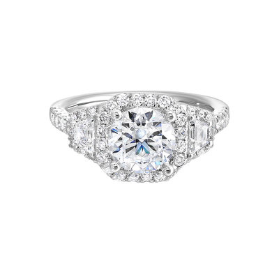 14K White Gold 2.5ctw Cushion Halo Lab Grown Diamond Engagement Ring