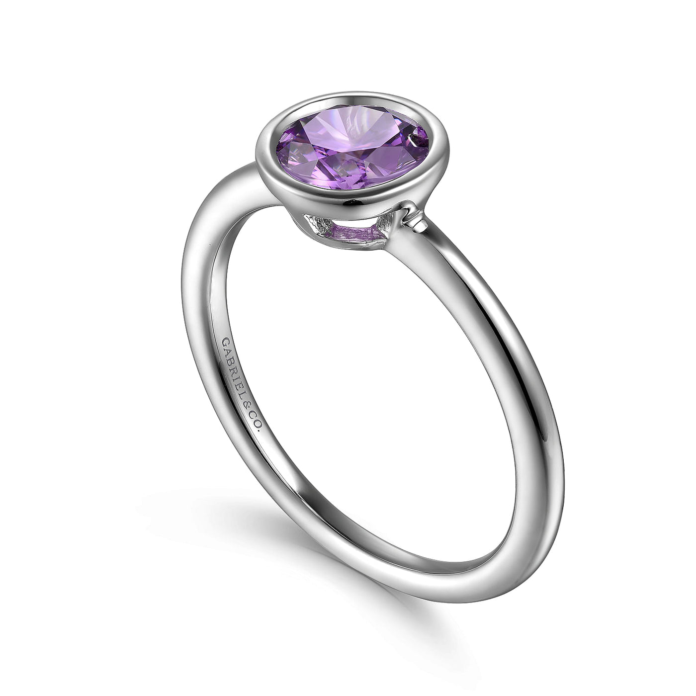 Sterling Silver .76ctw Solitaire Style Amethyst Ring