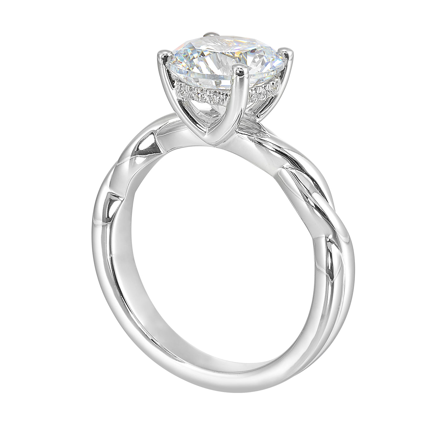 Thollot-Colorado Cut 14K White Gold 0.05ctw 4 Prong Style Diamond Semi-Mount Engagement Ring