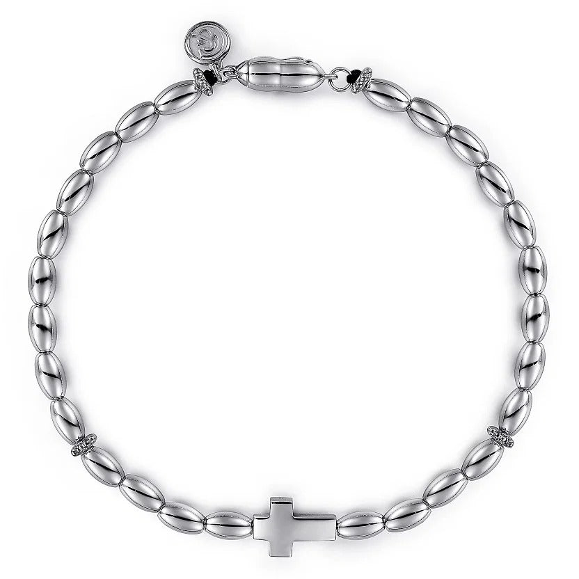 Gabriel Sterling Silver 8" Solid Charm Bead Fashion Bracelet