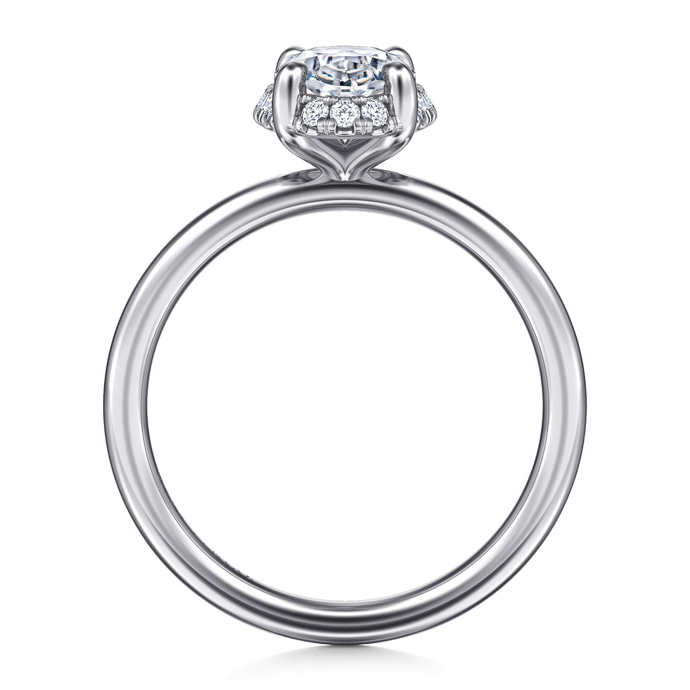 Gabriel 14K White Gold 0.097ctw 4 Prong Style Diamond Semi-Mount Engagement Ring