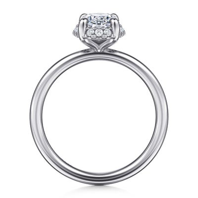 Gabriel 14K White Gold 0.097ctw 4 Prong Style Diamond Semi-Mount Engagement Ring