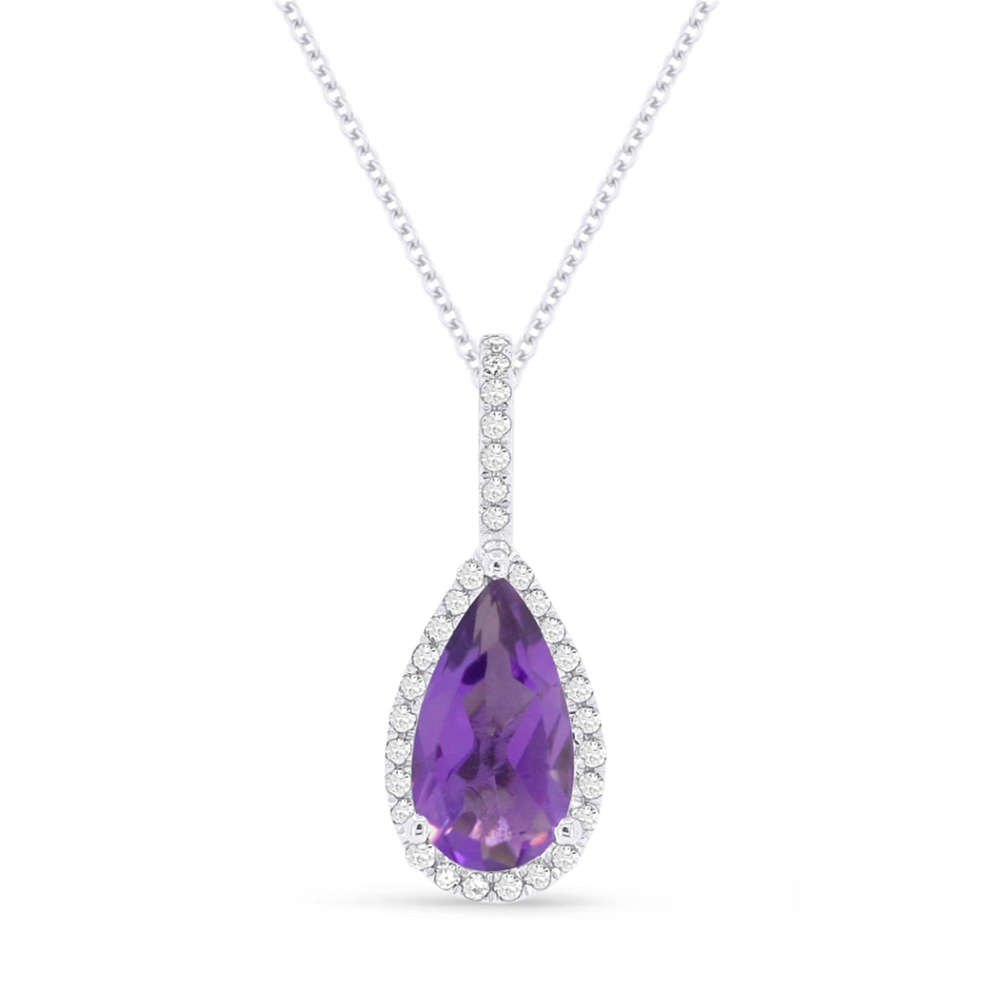 Madison L 14K White Gold 1.43ctw Halo Style Amethyst Necklace