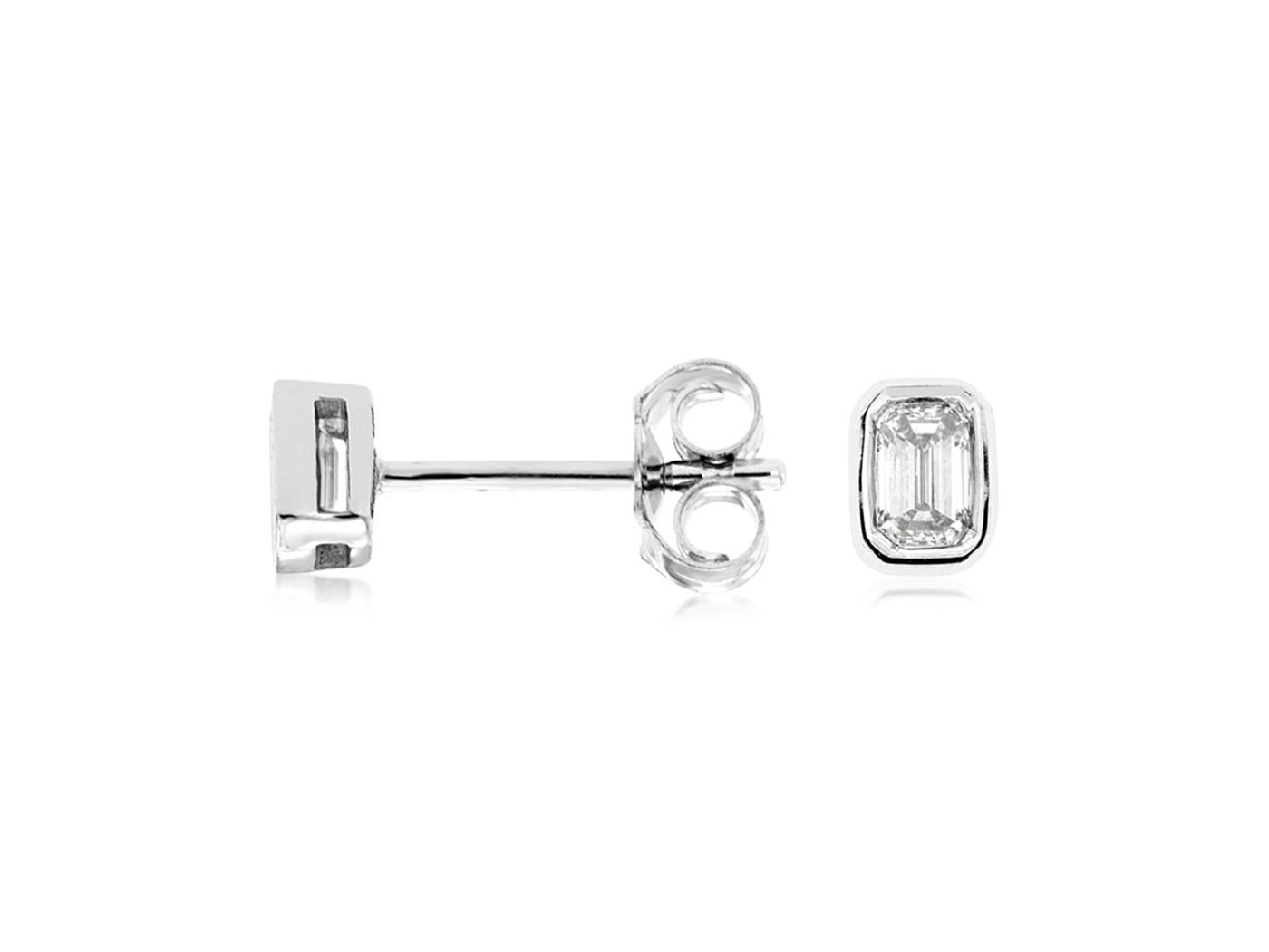 14K White Gold 0.25ctw Diamond Stud Earrings in Bezel Basket Settings