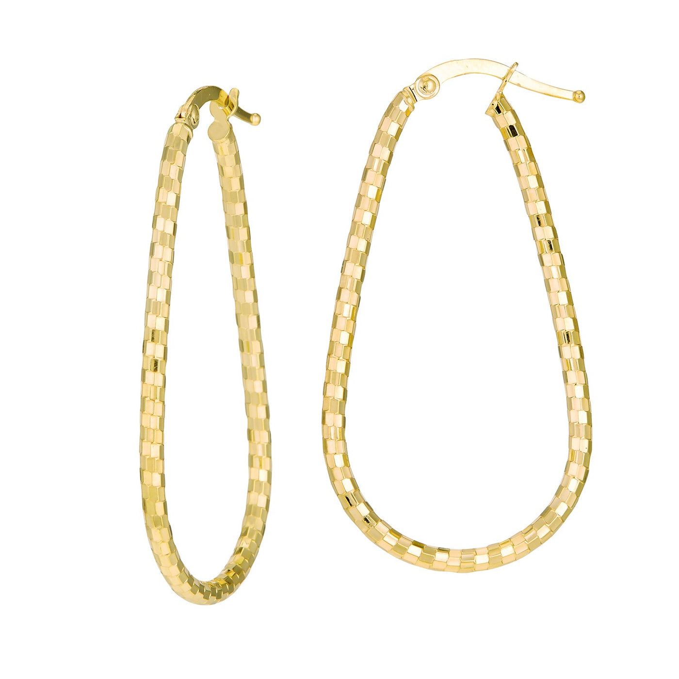 14K Yellow Gold Contemporary Oval Hoop Style Earrings